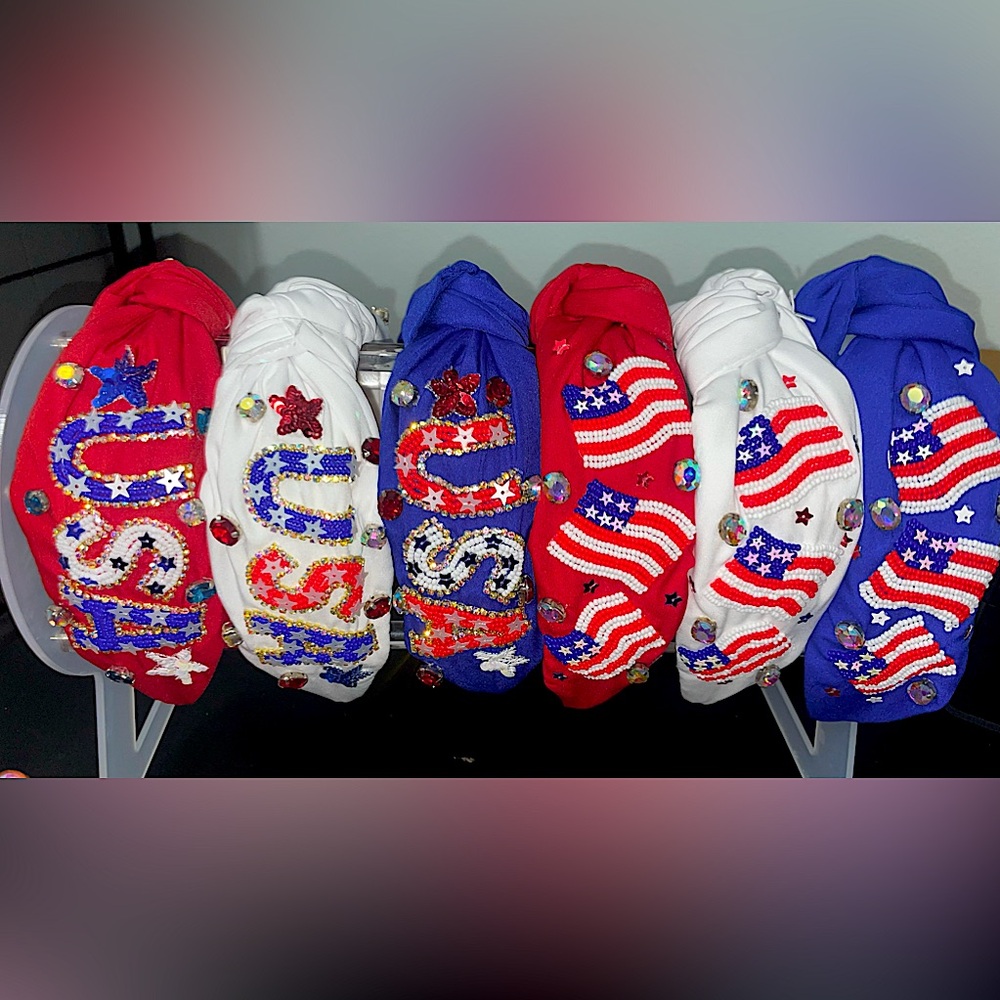 BEADED AMERICAN HEADBANDS❤️💙🇺🇸